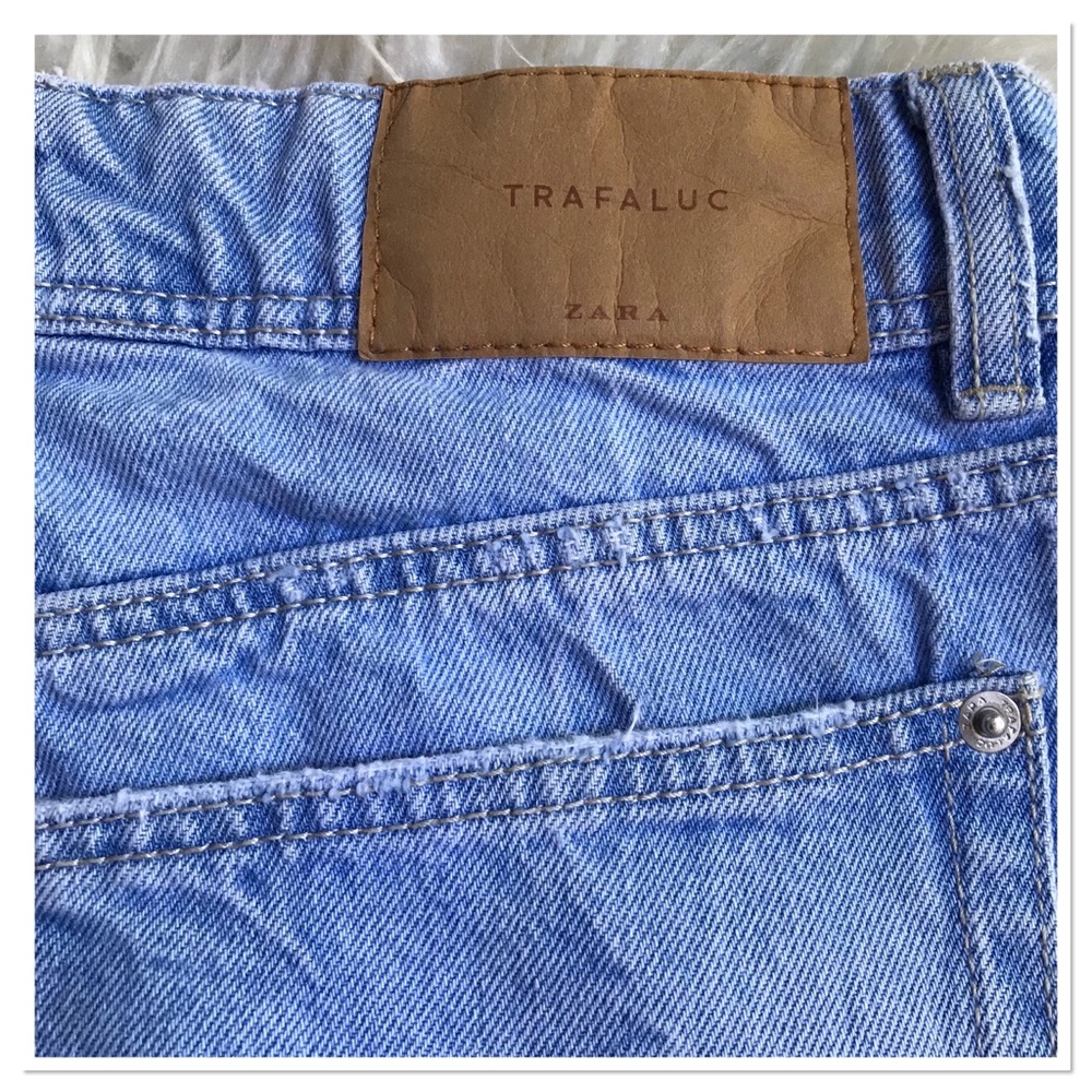Zara Trafaluc Jean Shorts Light Blue Distressed Button Fly High Waisted Size 2 - Picture 8 of 10